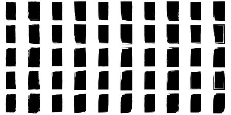 Abstract Square Shapes Set, Grunge Rectangular Thin line bold line, filled glyph shape, Brush Stroke Contemporary Aesthetic Shape bundle 100, 50のイラスト素材