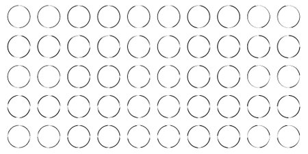 Abstract Circle Shapes Set, Grunge Oval Thin line bold line, filled glyph shape, Brush Stroke Contemporary Aesthetic Shape bundle 100, 50のイラスト素材