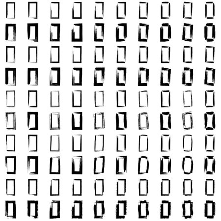 Abstract Square Shapes Set, Grunge Rectangular Thin line bold line, filled glyph shape, Brush Stroke Contemporary Aesthetic Shape bundle 100, 50のイラスト素材