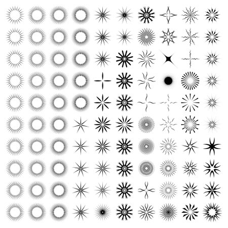 Abstract sparkle shape, sign and Contemporary Symbols Set 100, 50 Setのイラスト素材