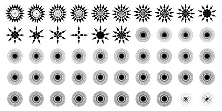 Abstract sparkle shape, sign and Contemporary Symbols Set 100, 50 Setのイラスト素材