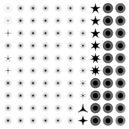 Abstract sparkle shape, sign and Contemporary Symbols Set 100, 50 Setのイラスト素材