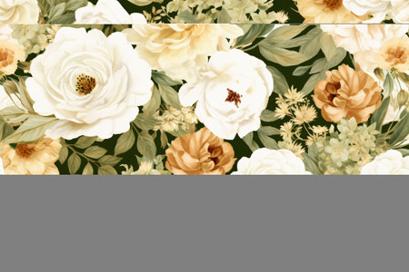 Watercolor floral border wreath with green leaves, pink peach blush and flower branchesの素材