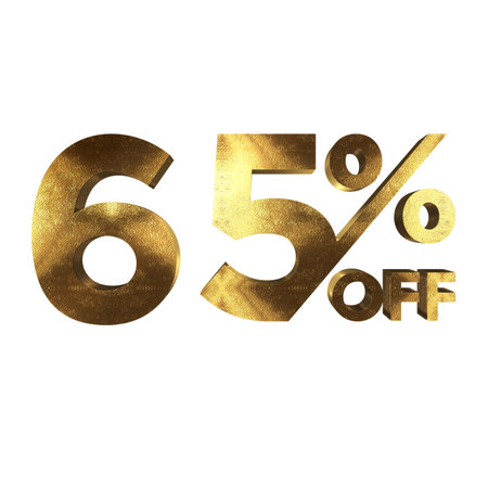 65 Percent Discount Offers Tag with Gold Style Designの写真素材