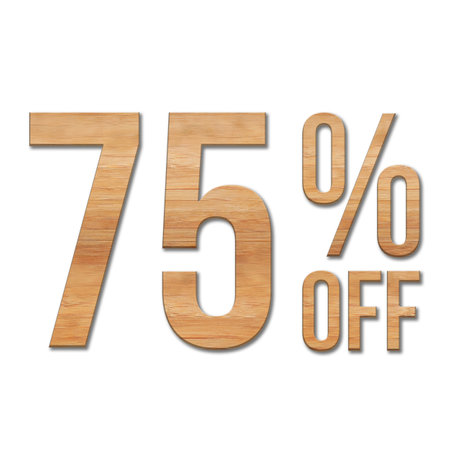 75 Percent Discount Offers Tag with Oak Style Designの写真素材