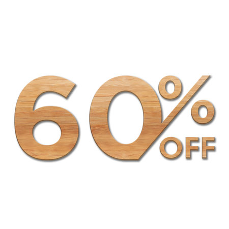 60 Percent Discount Offers Tag with Oak Style Designの写真素材