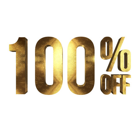 100 Percent Discount Offers Tag with Gold Style Design