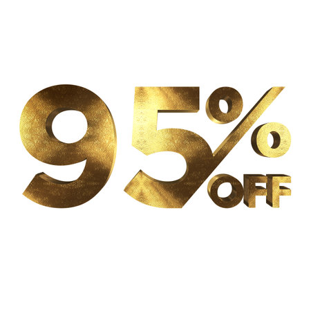 95 Percent Discount Offers Tag with Gold Style Designの写真素材