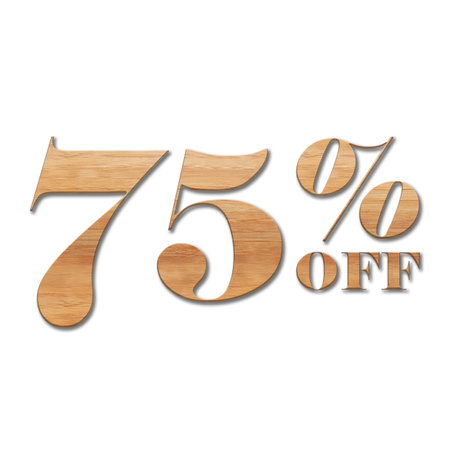75 Percent Discount Offers Tag with Oak Style Design