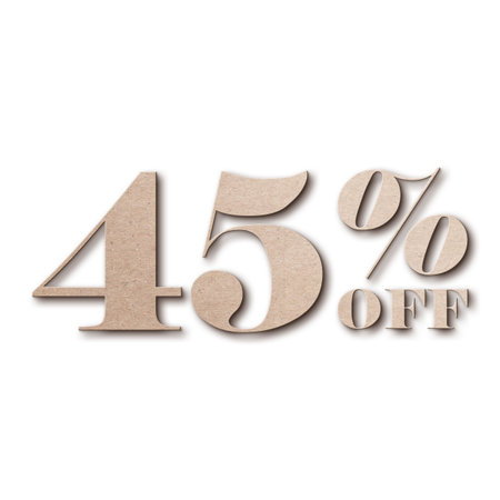 45 Percent Discount Offers Tag with Card Board Style Designの写真素材