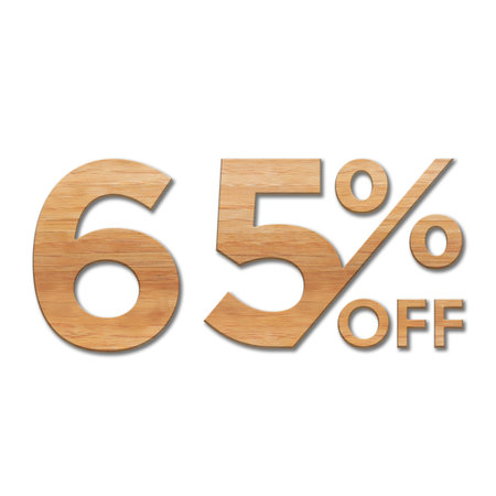65 Percent Discount Offers Tag with Oak Style Designの写真素材