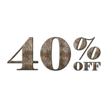 40 Percent Discount Offers Tag with Old Walnut Wood Style Design