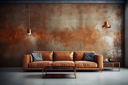 Decoration for living room mix of italian and roman, Large blank frame on wall, White and ivory colors, sunlight ray from window,の素材