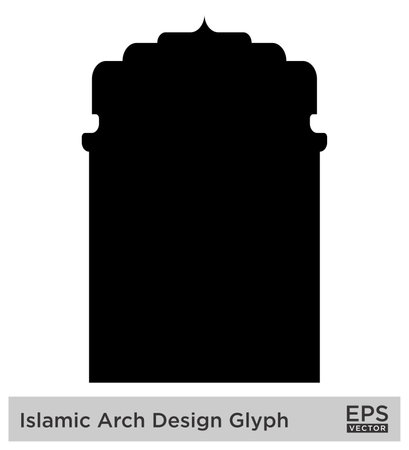 Islamic Arch Design Glyph Black Filled silhouettes Design pictogram symbol visual illustrationのイラスト素材