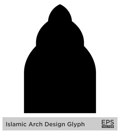Islamic Arch Design Glyph Black Filled silhouettes Design pictogram symbol visual illustrationのイラスト素材