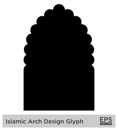Islamic Arch Design Glyph Black Filled silhouettes Design pictogram symbol visual illustrationのイラスト素材