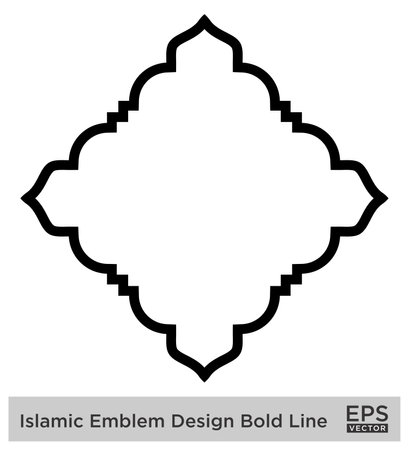 Islamic Amblem Design Bold Line Black Stroke silhouettes Design pictogram symbol visual illustrationのイラスト素材
