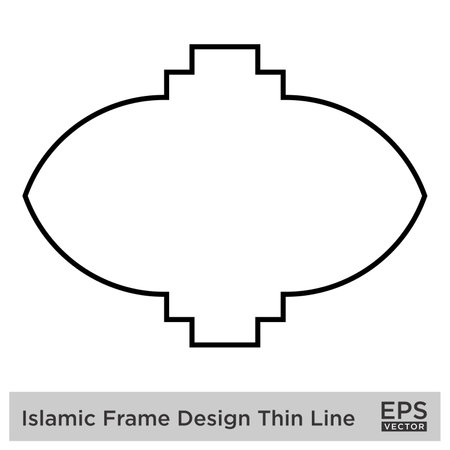 Islamic Frame Design Thin Line Black stroke silhouettes Design pictogram symbol visual illustrationのイラスト素材