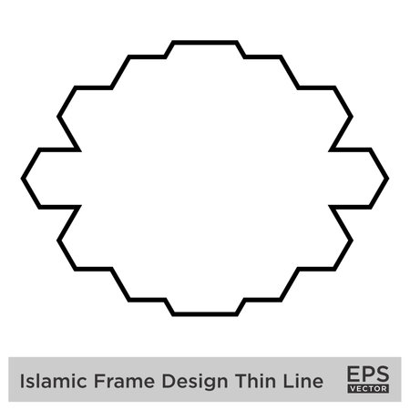 Islamic Frame Design Thin Line Black stroke silhouettes Design pictogram symbol visual illustrationのイラスト素材