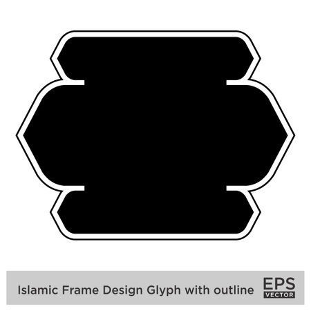 Islamic Frame Design Glyph with outline Black Filled silhouettes Design pictogram symbol visual illustrationのイラスト素材