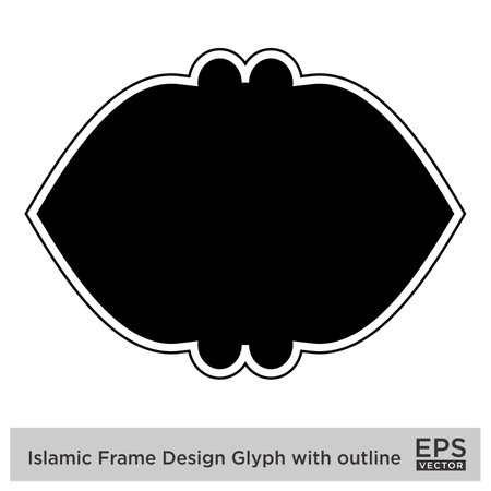 Islamic Frame Design Glyph with outline Black Filled silhouettes Design pictogram symbol visual illustrationのイラスト素材