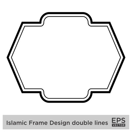 Islamic Frame Design double lines Black Stroke silhouettes Design pictogram symbol visual illustrationのイラスト素材