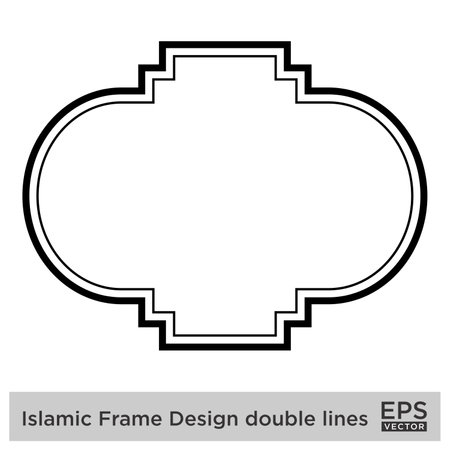 Islamic Frame Design double lines Black Stroke silhouettes Design pictogram symbol visual illustrationのイラスト素材