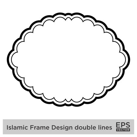 Islamic Frame Design double lines Black Stroke silhouettes Design pictogram symbol visual illustrationのイラスト素材