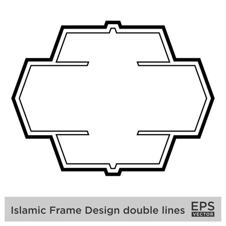 Islamic Frame Design double lines Black Stroke silhouettes Design pictogram symbol visual illustrationのイラスト素材
