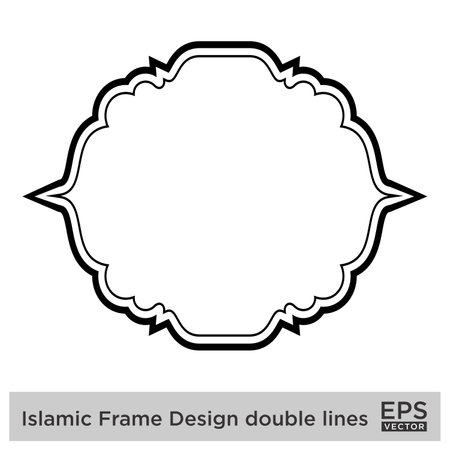 Islamic Frame Design double lines Black Stroke silhouettes Design pictogram symbol visual illustrationのイラスト素材