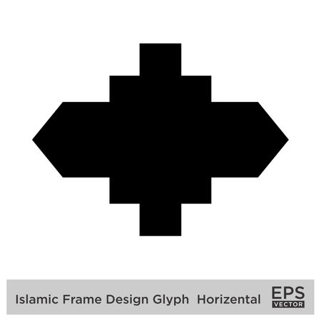 Islamic Frame Design Glyph  Horizental Black Filled silhouettes Design pictogram symbol visual illustrationのイラスト素材