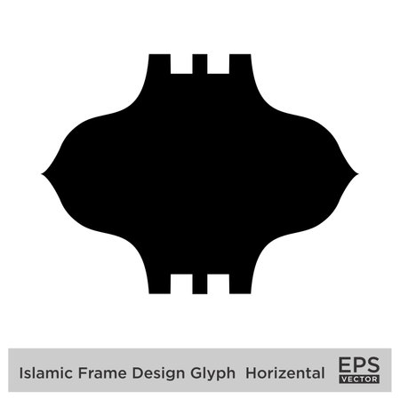 Islamic Frame Design Glyph  Horizental Black Filled silhouettes Design pictogram symbol visual illustrationのイラスト素材