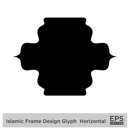 Islamic Frame Design Glyph  Horizental Black Filled silhouettes Design pictogram symbol visual illustrationのイラスト素材