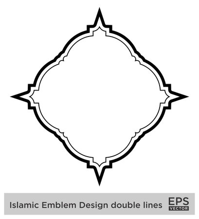 Islamic Amblem Design double lines Black Stroke silhouettes Design pictogram symbol visual illustrationのイラスト素材