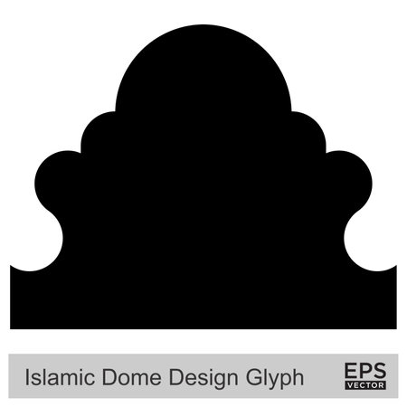 Islamic Dome Design Glyph Black filled silhouettes Design pictogram symbol visual illustrationのイラスト素材
