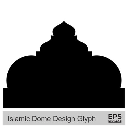 Islamic Dome Design Glyph Black filled silhouettes Design pictogram symbol visual illustrationのイラスト素材
