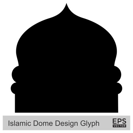 Islamic Dome Design Glyph Black filled silhouettes Design pictogram symbol visual illustrationのイラスト素材