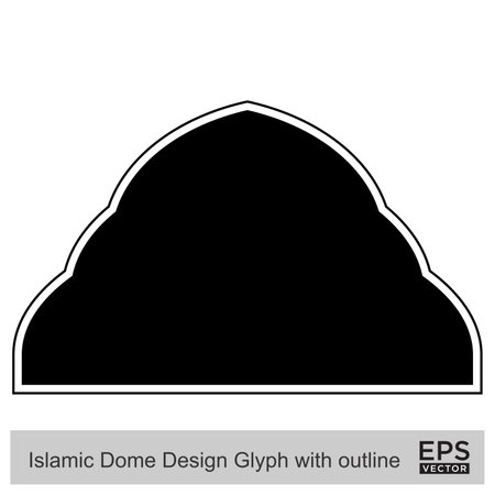 Islamic Dome Design Glyph with outline Black filled silhouettes Design pictogram symbol visual illustrationのイラスト素材