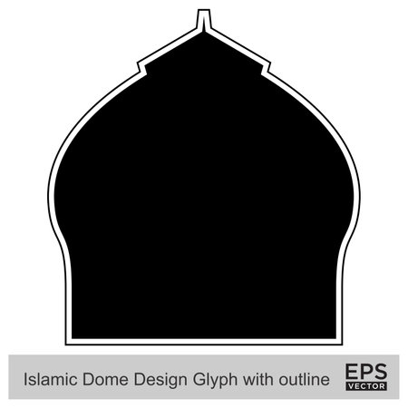 Islamic Dome Design Glyph with outline Black filled silhouettes Design pictogram symbol visual illustrationのイラスト素材