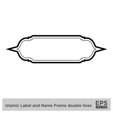Islamic Label and Name Frame double lines Outline Linear Black Stroke silhouettes Design pictogram symbol visual illustrationのイラスト素材