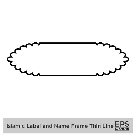 Islamic Label and Name Frame Thin Line Black stroke silhouettes Design pictogram symbol visual illustrationのイラスト素材