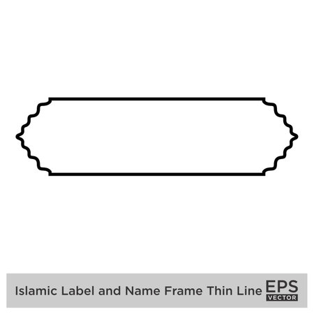 Islamic Label and Name Frame Thin Line Black stroke silhouettes Design pictogram symbol visual illustrationのイラスト素材