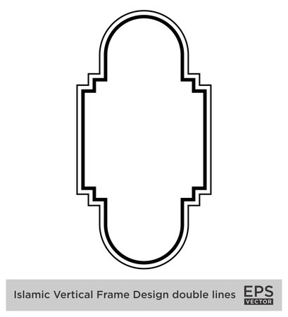 Islamic Vertical Frame Design double lines Outline Linear Black Stroke silhouettes Design pictogram symbol visual illustrationのイラスト素材