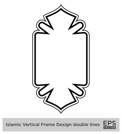 Islamic Vertical Frame Design double lines Outline Linear Black Stroke silhouettes Design pictogram symbol visual illustrationのイラスト素材