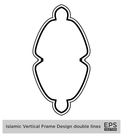 Islamic Vertical Frame Design double lines Outline Linear Black Stroke silhouettes Design pictogram symbol visual illustrationのイラスト素材