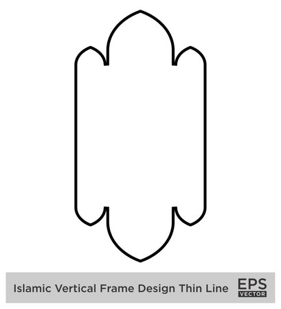 Islamic Vertical Frame Design Thin Line Black stroke silhouettes Design pictogram symbol visual illustrationのイラスト素材