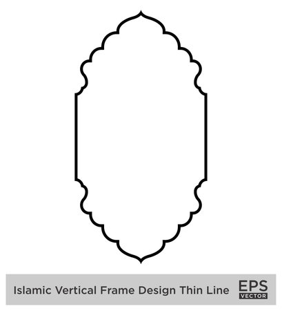 Islamic Vertical Frame Design Thin Line Black stroke silhouettes Design pictogram symbol visual illustrationのイラスト素材