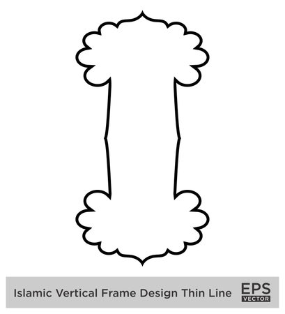 Islamic Vertical Frame Design Thin Line Black stroke silhouettes Design pictogram symbol visual illustrationのイラスト素材