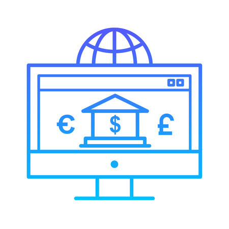 Internet banking Line Gradient Icon pictogram symbol visual illustrationのイラスト素材