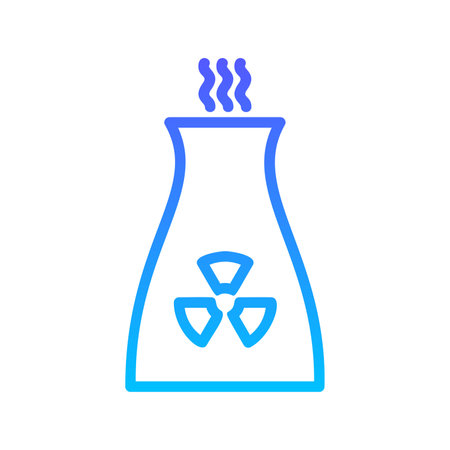 Nuclear Plant Line Gradient Icon pictogram symbol visual illustrationのイラスト素材